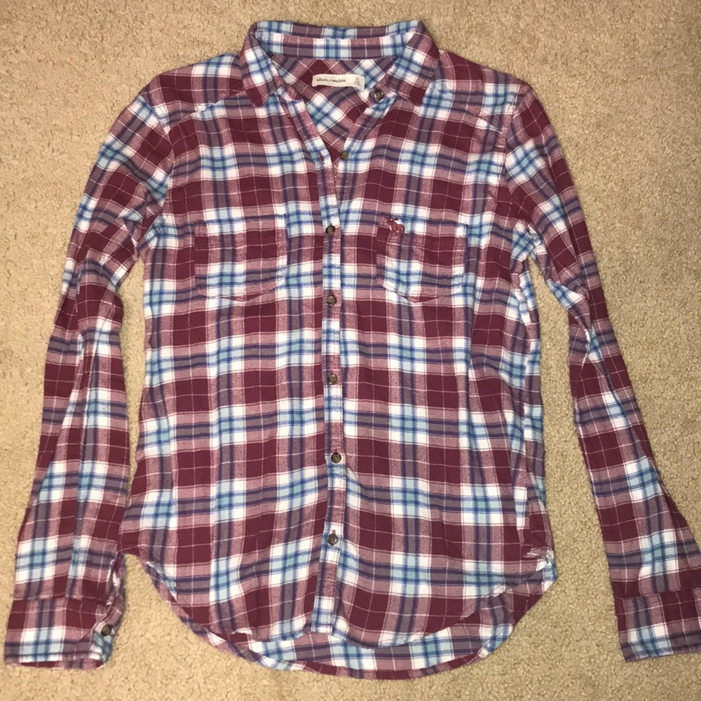 Abercrombie Flannel (Blue white and burgundy)